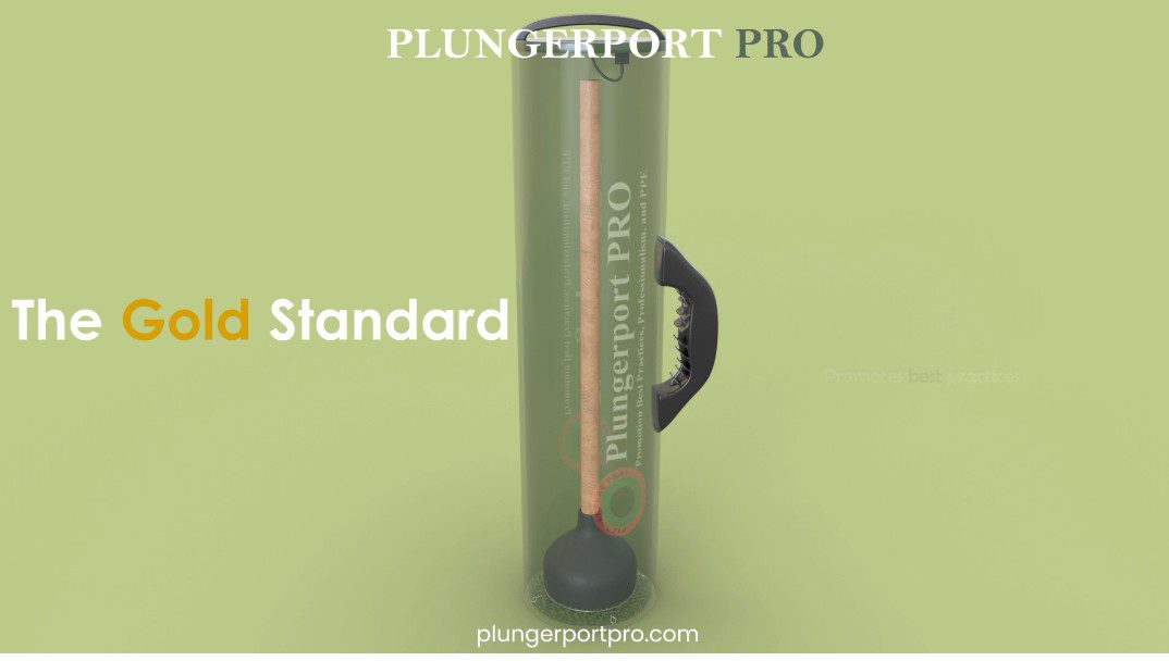 Standard Plungerport Pro in green with handle and suction cup.